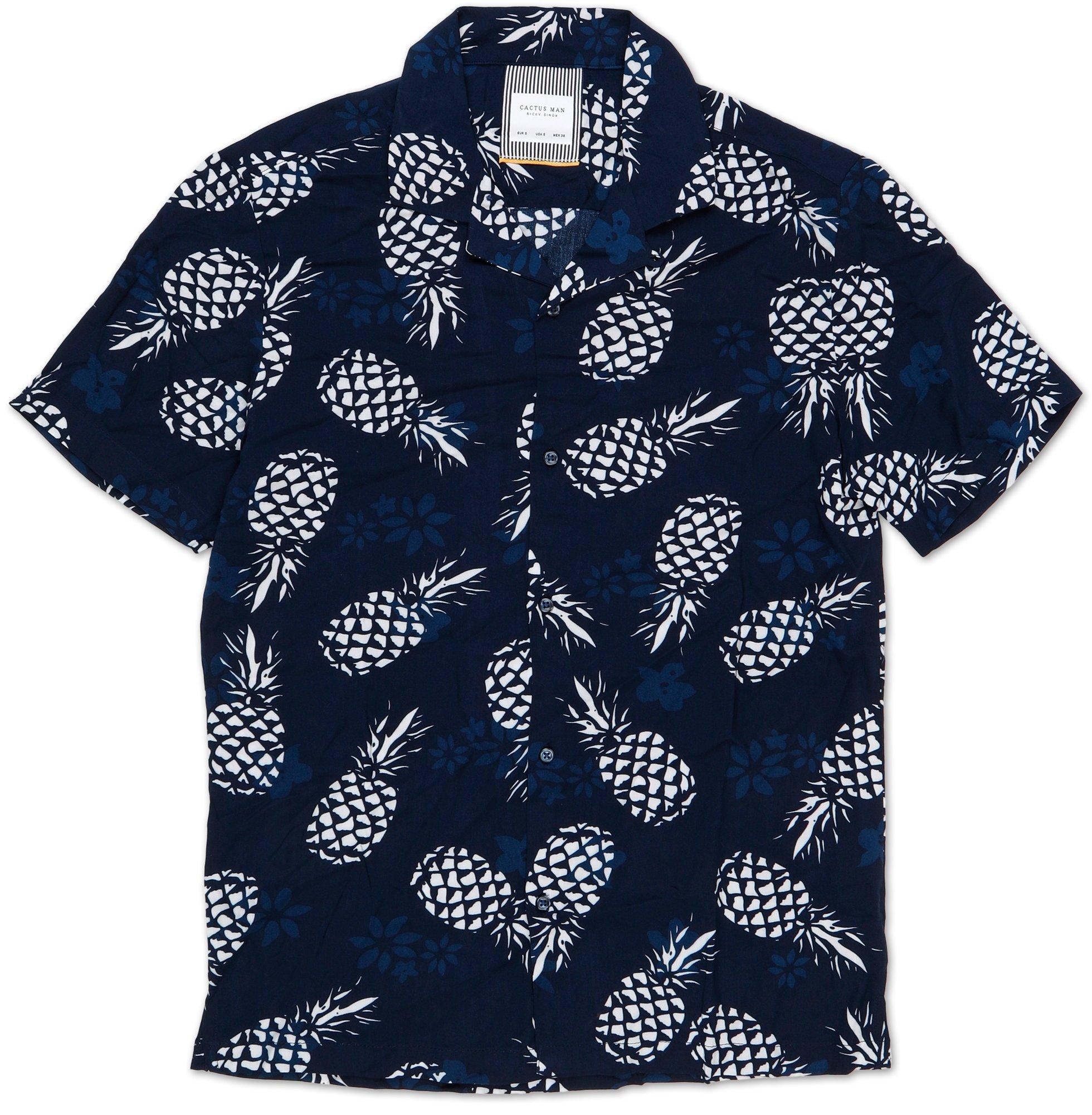 Men's Pineapple Button Up Shirt - Blue ...